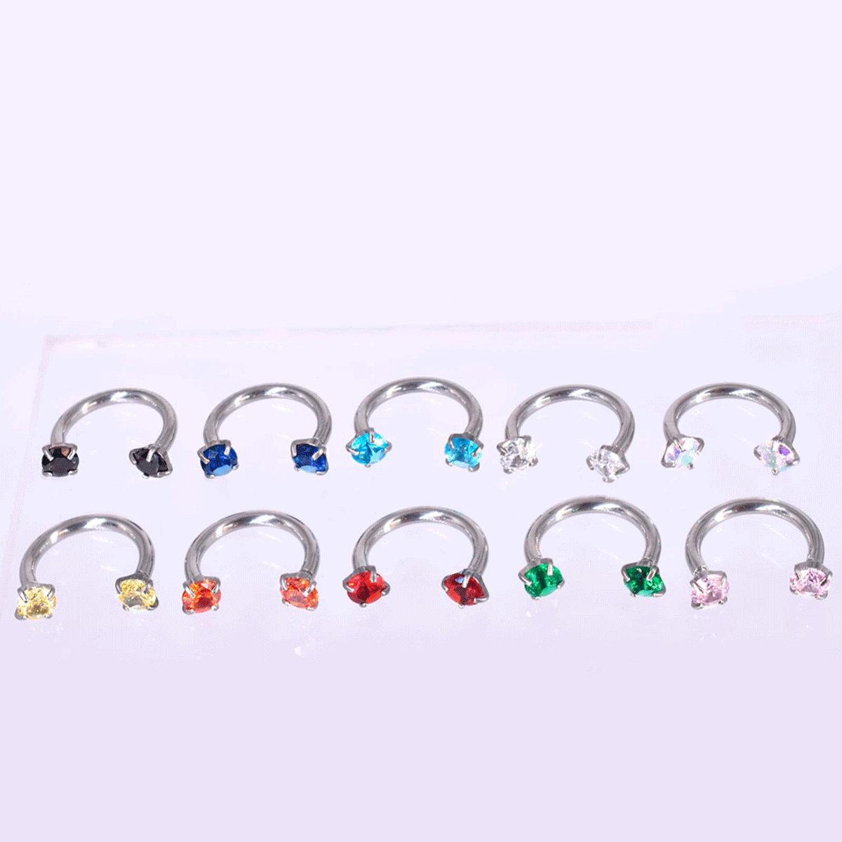 Piercing Acero Quirúrgico Herradura Plateada Circón 8mm - Acero Quirúrgico – Piercing Colombia