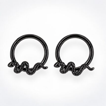 Aro Clicker Serp Negra 8mm en Acero Quirúrgico – Lóbulo Superior