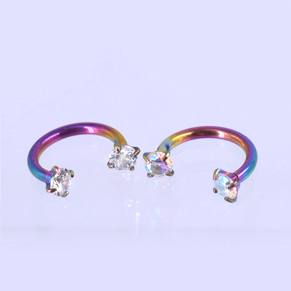 Piercing Acero Quirúrgico Herradura Tornasol Circón 8mm - Acero Quirúrgico – Piercing Colombia