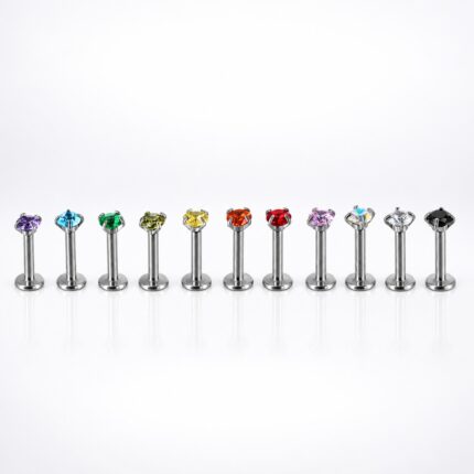 Labret Plateado Circón 8mm - Acero Quirúrgico - Azul Claro – Piercing Colombia