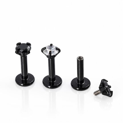 Labret Negro Circón 6mm en Acero Quirúrgico – Lóbulo Superior