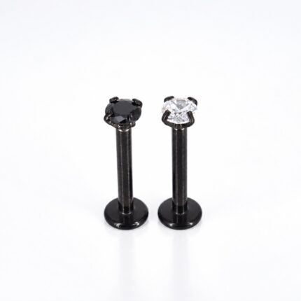 Labret Negro Circón 10mm en Acero Quirúrgico – Lóbulo Superior