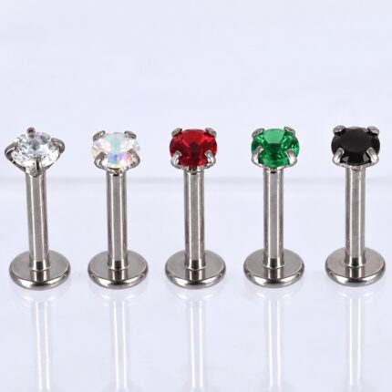 Labret Plateado Circón 10mm en Acero Quirúrgico – Lóbulo Superior