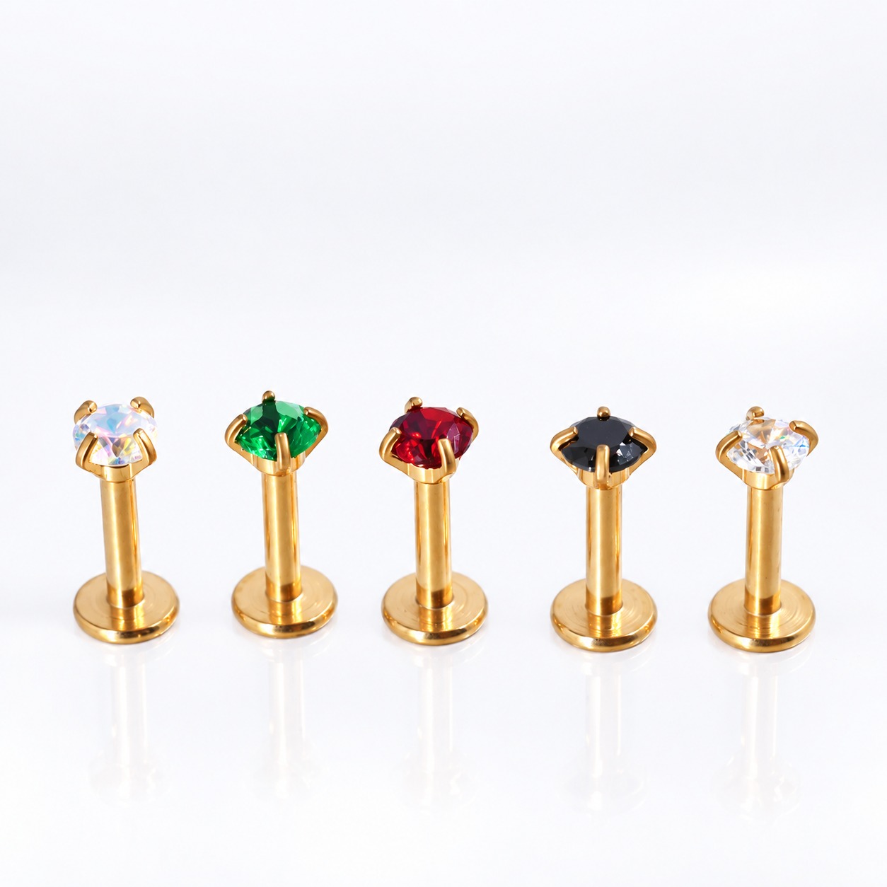 Piercing Colombia Labret Dorado Circón 6mm - Acero Quirúrgico – Piercing Colombia