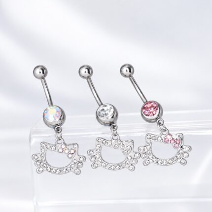 Belly Hello Kitty en Acero Quirúrgico – Piercing Ombligo