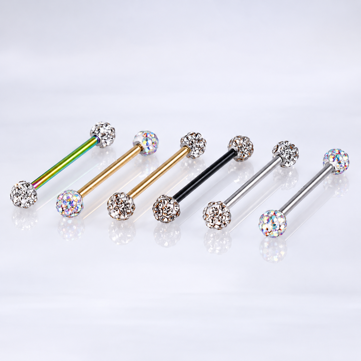 Joyeria Acero - Piercing en Acero - Piercing Oreja Barra Recta Bola de Fuego - Acero Quirúrgico – Piercing Colombia
