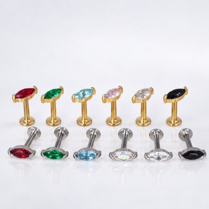 Labret Circón Roma en Acero Quirúrgico – Lóbulo Superior