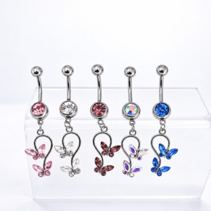 Belly Mariposa Colgante en Acero Quirúrgico – Piercing Ombligo