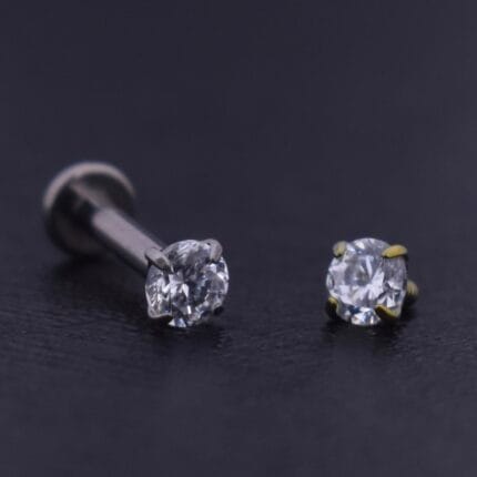 Labret Circón 2.5-3-4-5mm - Titanio G.I - Plateado, 2.5mm – Piercing Colombia