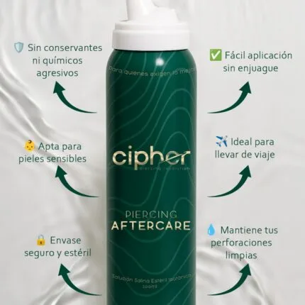 Cipher Piercing Aftercare 100ml – Solución Salina Estéril Isotónica – Piercing Colombia