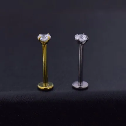 Labret 8mm - Circón 2-3mm - Titanio G.I – Piercing Colombia