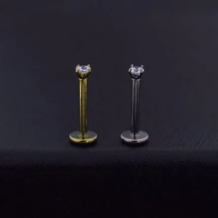 Labret 8mm - Circón 2-3mm - Titanio G.I – Piercing Colombia