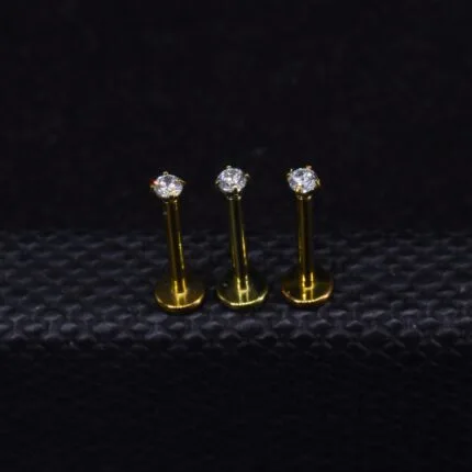 Labret 10mm - Circón 2mm en titanio grado implante – Lóbulo Superior