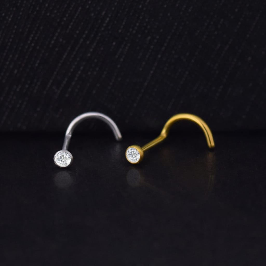 NOSTRIL 2.5 Chispa Curva Nostril Bisel Circón 2.5mm - Titanio G.I – Piercing Colombia