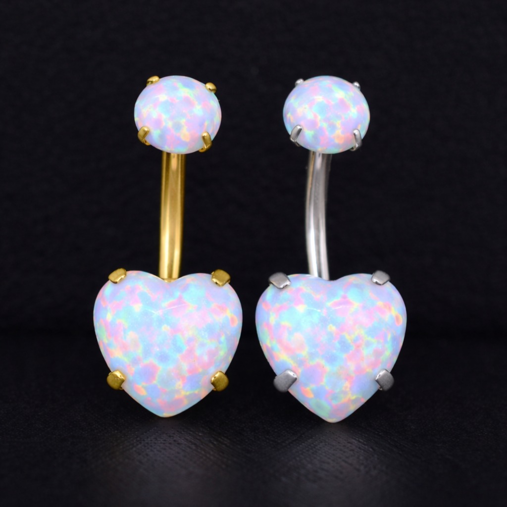 Ombligo piercing Corazón Belly Ópalo Corazón (14G) - Titanio G.I – Piercing Colombia