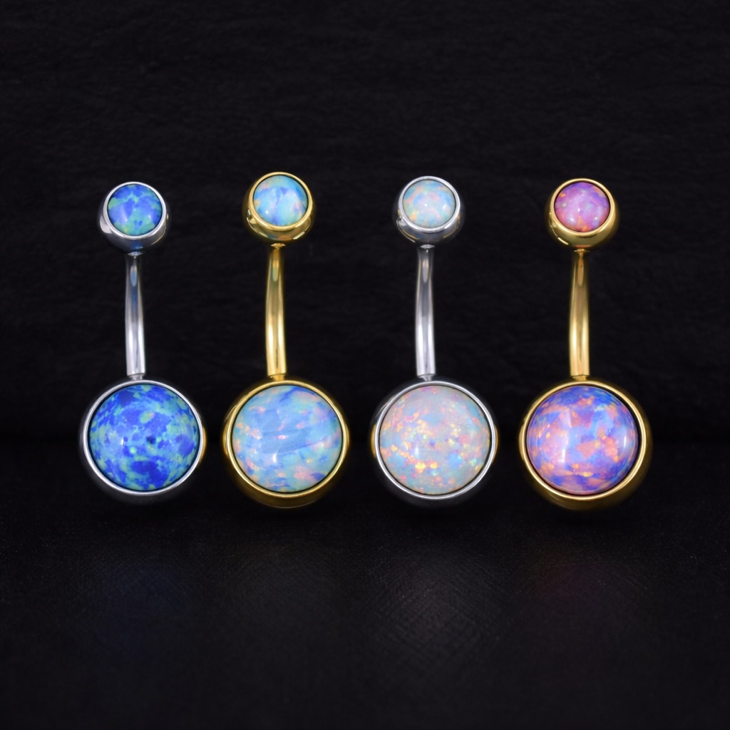 Piercing Ombligho opalo Belly Ópalo Doble Bisel (14G) - Titanio G.I – Piercing Colombia