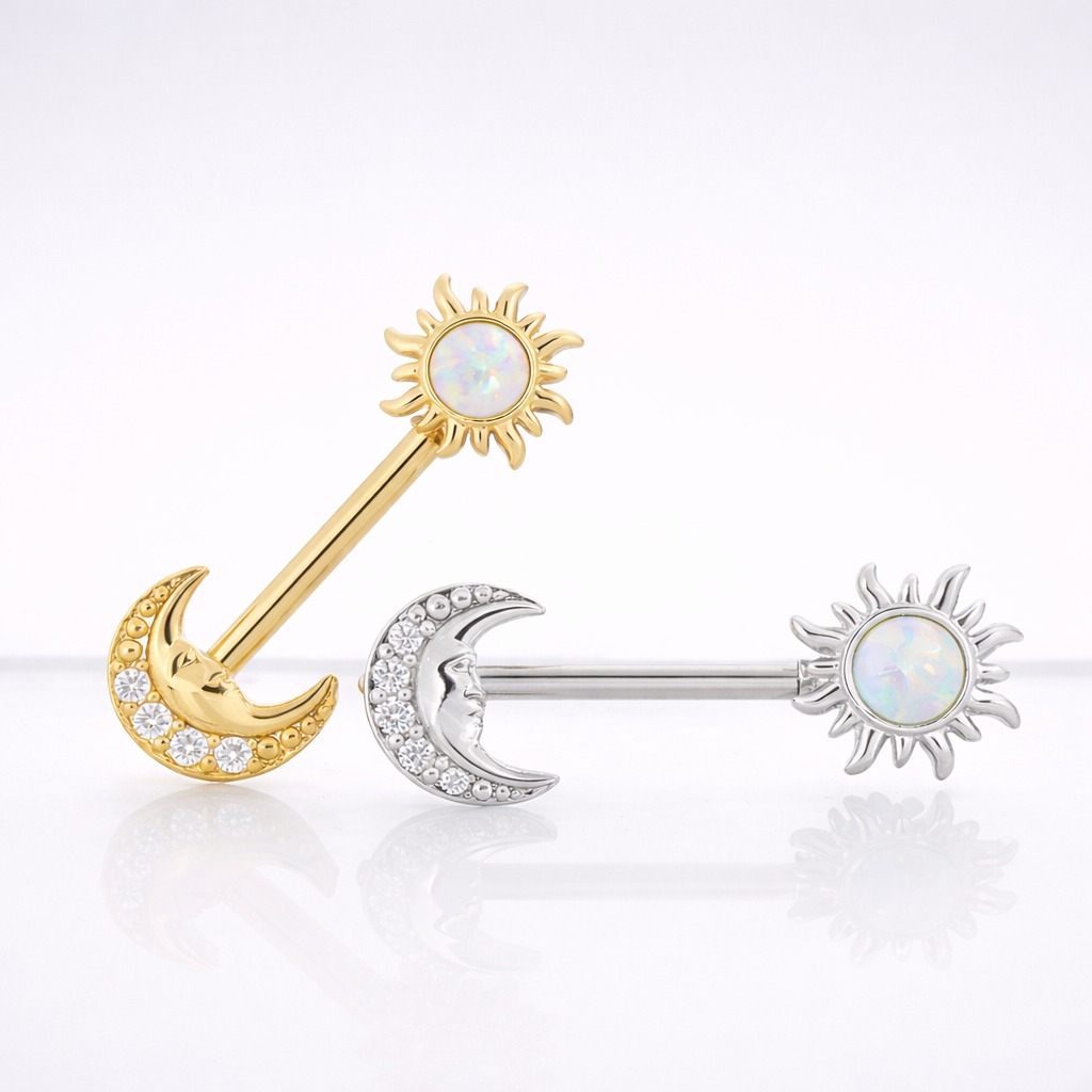 PEZONES PIERCING - Pezón joya Par Pezonera Solu 14G 14mm – Acero Quirúrgico – Piercing Colombia