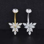 Ombligo Flor (14G – Barra 10mm) – Titanio ASTM F136 – Piercing Colombia