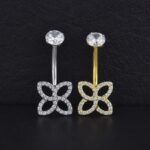 Ombligo Mariposa Pavé (14G – Barra 10 mm) – Titanio ASTM F136 – Piercing Colombia