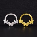 Aro Clicker Triple Butterfly (16G – 8mm) – Titanio ASTM F136 – Piercing Colombia