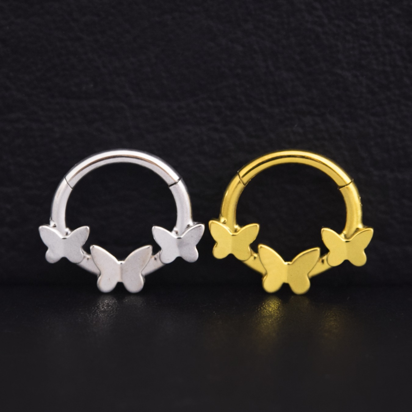 Piercing Bogota (3) Aro Clicker Triple Butterfly (16G – 8mm) – Titanio ASTM F136 – Piercing Colombia