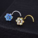 Nostril Flor Ópalo (20G) – Titanio ASTM F136 – Piercing Colombia