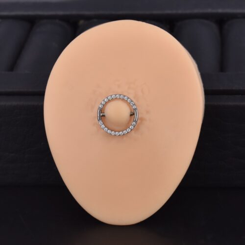 Par Pezones Pavé Circular (14G – 12 mm) – Titanio ASTM F136 – Piercing Colombia