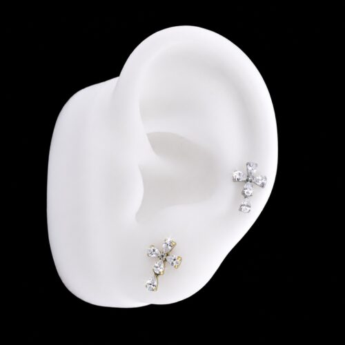 Hélix Cross (16G – 8mm) – Titanio G.I. – Piercing Colombia