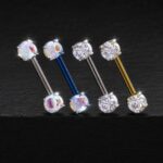 Par Pezoneras Circón (14G – 12mm / Gem 5mm) – Titanio G.I. – Piercing Colombia