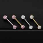 Par Pezoneras Sansa (14G – 16mm / Gem 6mm) – Titanio G.I. – Piercing Colombia