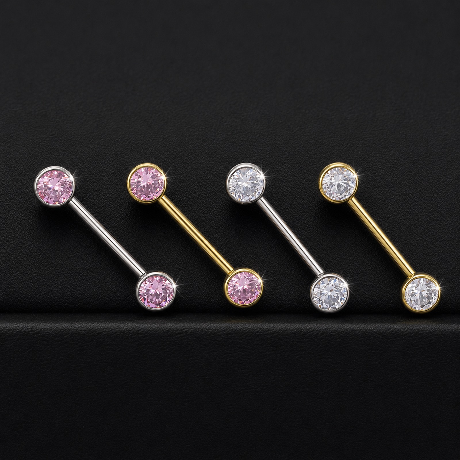 Pezón Piercing (7) Par Pezoneras Sansa (14G – 16mm / Gem 6mm) – Titanio G.I. – Piercing Colombia