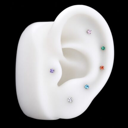 Labret Circón Colores 2mm 16G 8mm en titanio grado implante – Lóbulo Superior