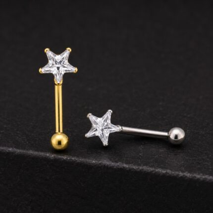 Banana Rook Star Glass 16G 8mm en titanio grado implante – Piercing Oreja