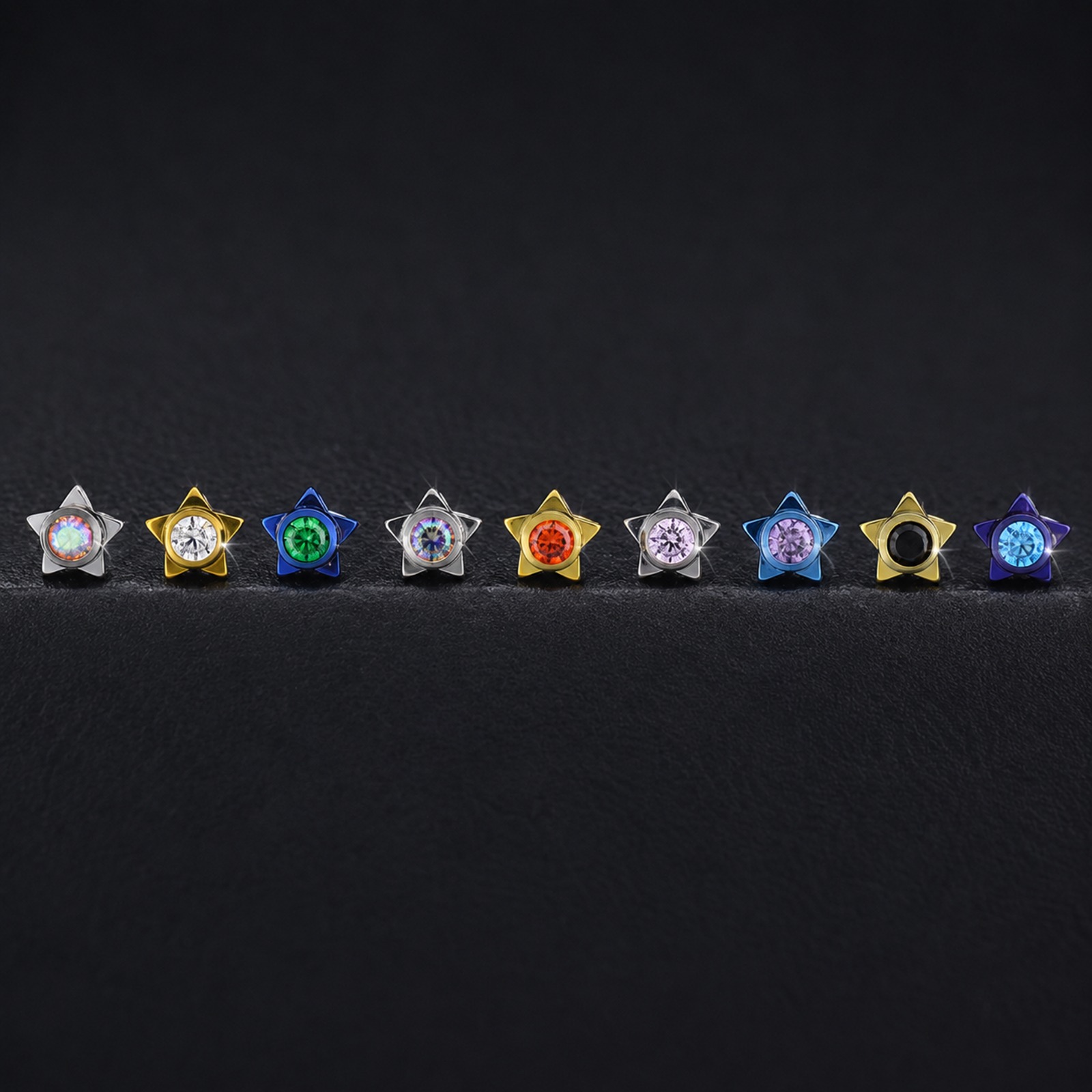 Piercing Estrella (3) Hélix Star Glass (16G – 8mm) – Titanio G.I. – Piercing Colombia