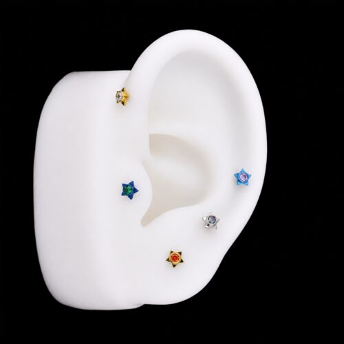 Hélix Star Glass (16G – 8mm) – Titanio G.I. – Piercing Colombia