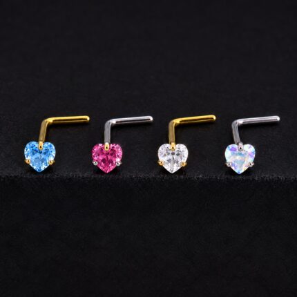 Nostril L Corazón 20G 3mm en titanio grado implante – Piercing Nariz