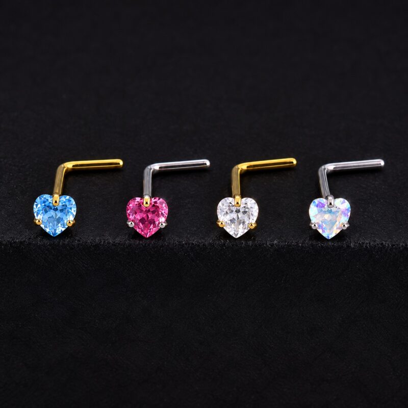 Nostril L Corazón 20G 3mm en titanio grado implante – Piercing Nariz