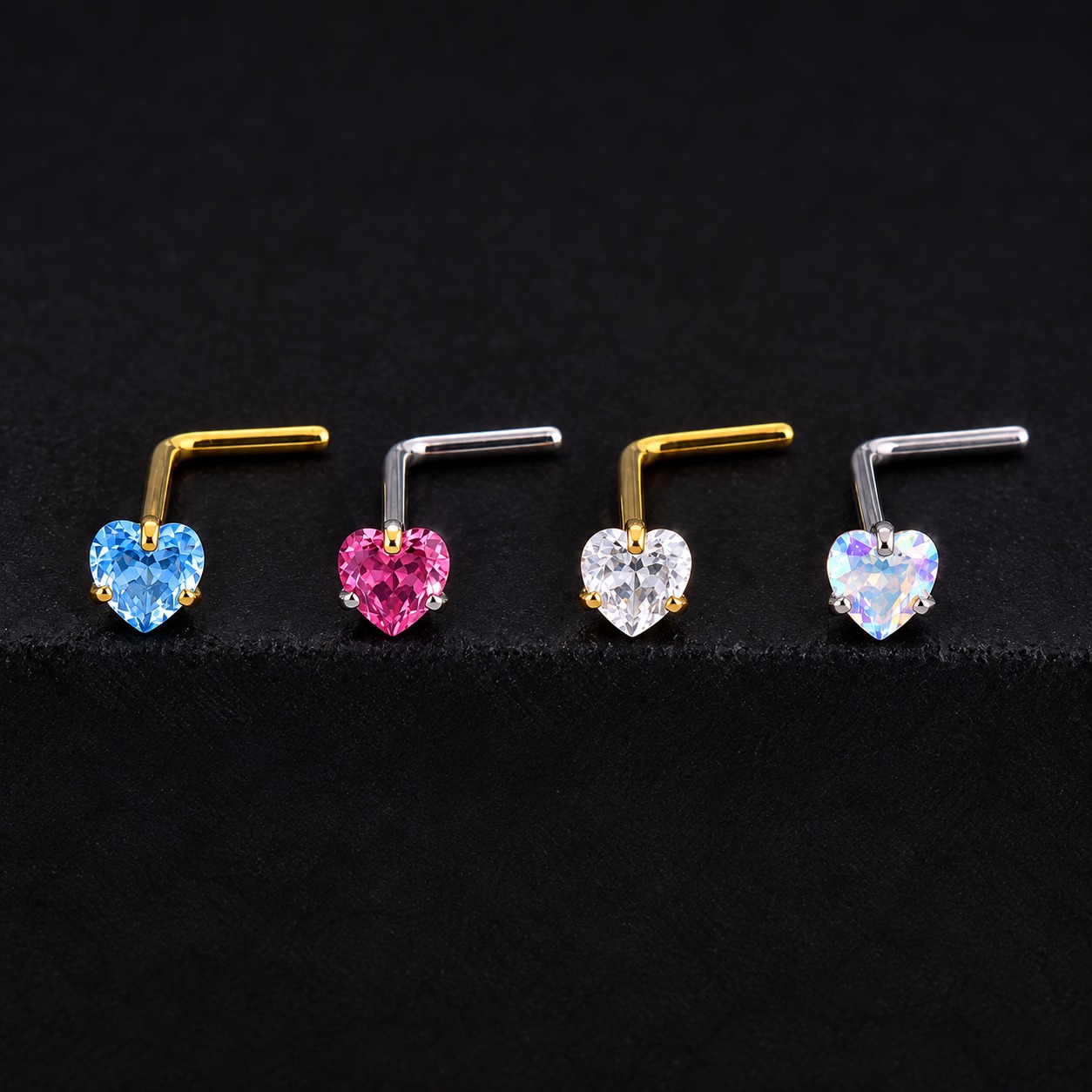 Piercing Nostril Nariz (1) Nostril L Corazón (20G – 3mm) – Titanio G.I. – Piercing Colombia