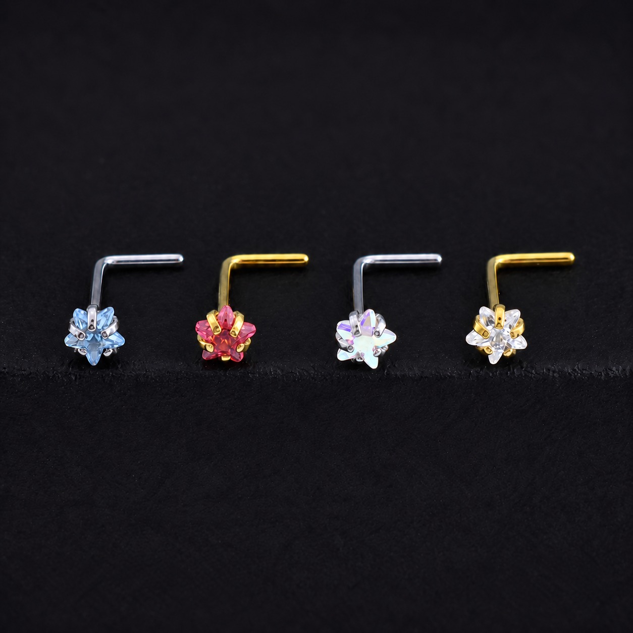 Piercing Nostril Nariz (2) Nostril L Estrella (20G – 3mm) – Titanio G.I. – Piercing Colombia