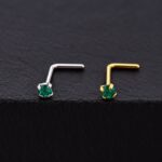 Nostril L Circón Verde (20G - 2mm) – Titanio G.I. – Piercing Colombia