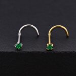 Nostril Curvo Circón Verde (20G - 2mm) – Titanio G.I. – Piercing Colombia