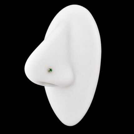 Nostril L Circón Verde 20G 2mm en titanio grado implante – Piercing Nariz