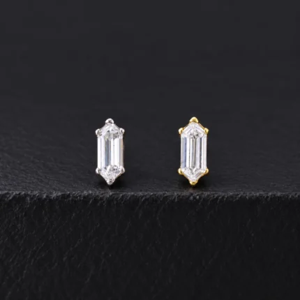 Top Allspark con circón blanco alargado hexagonal en plateado y dorado
