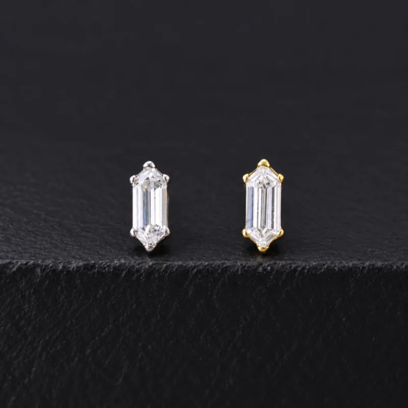 Top Allspark con circón blanco alargado hexagonal en plateado y dorado