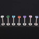 Labret Circón Colores 3mm (16G - 8mm) - Titanio G.I. – Piercing Colombia