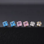 Labret Cuadrado Circón (16G - 8mm) - Titanio G.I. – Piercing Colombia