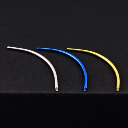 Tappers curvos de inserción 16G en titanio plateado, azul y dorado