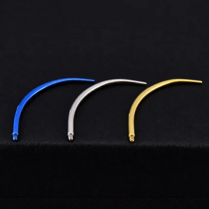Tappers curvos de inserción 14G en titanio azul, plateado y dorado